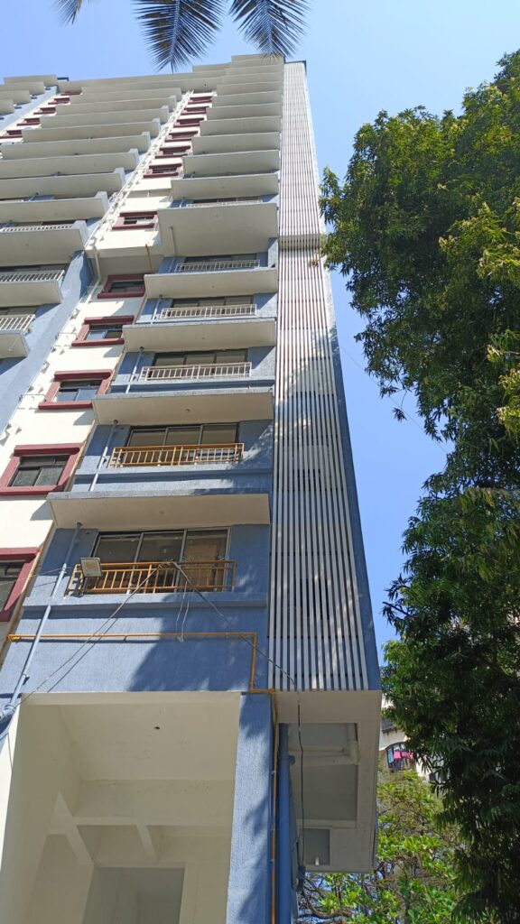 Upvc Fins concealing exposed plumbing pipes at the duct opening, Bhaveshawar Heights, Dahisar